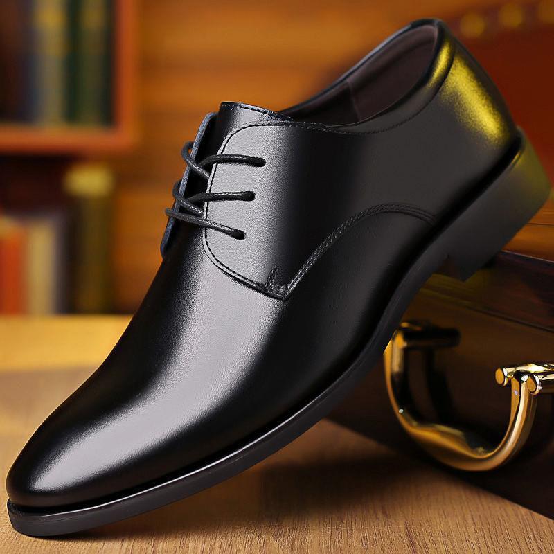 Men's Breathable Leather Shoes Black Soft Leather Soft Bottom Spring And Autumn Best Man Men's Business Formal Wear Casual Shoe - Amazhona 