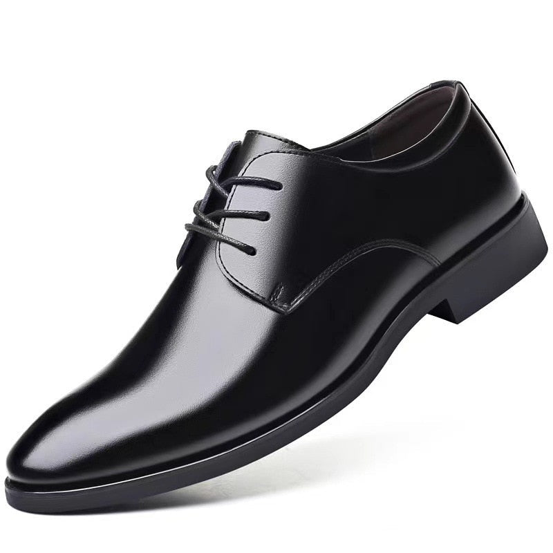 Men's Breathable Leather Shoes Black Soft Leather Soft Bottom Spring And Autumn Best Man Men's Business Formal Wear Casual Shoe - Amazhona 