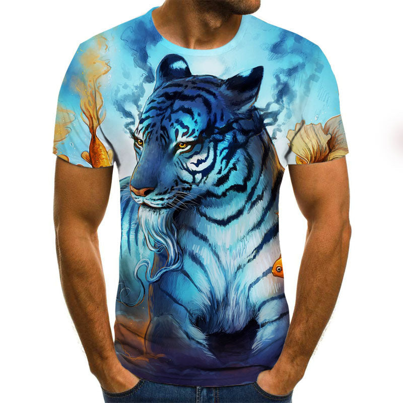 Men's Casual Short-Sleeved T-Shirt 3D Digital Printing Lone Bird Solo Pattern Loose - Amazhona 