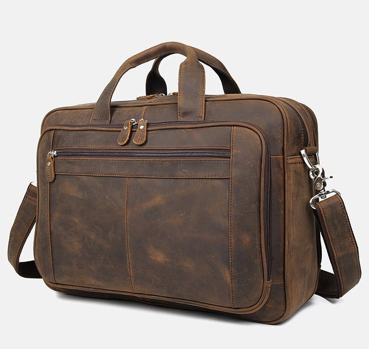 Men's Crazy Horse Leather Business Bag - Amazhona 