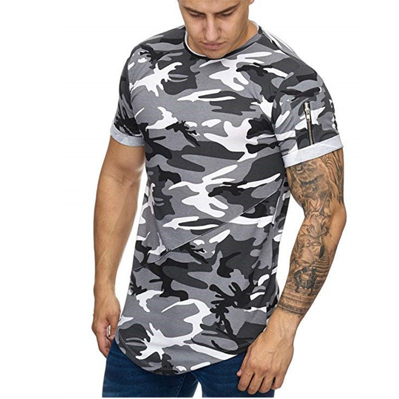 Men's T-shirt Camouflage Gradient Printing Casual Men's Short Sleeve T-shirt - Amazhona 