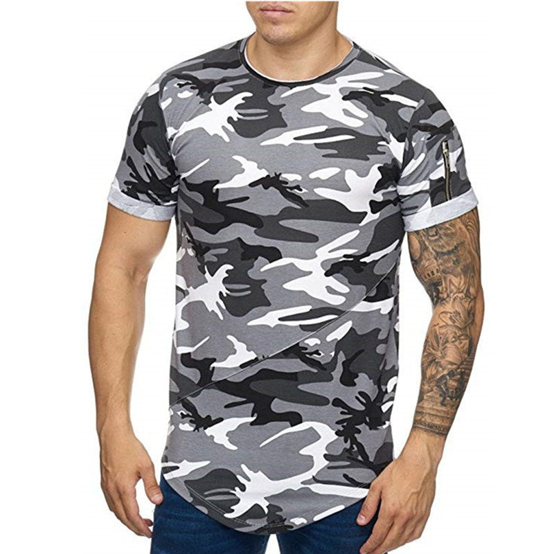 Men's T-shirt Camouflage Gradient Printing Casual Men's Short Sleeve T-shirt - Amazhona 