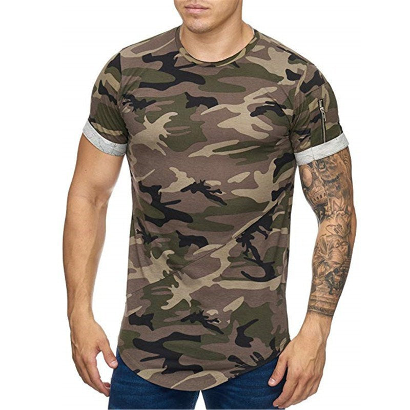 Men's T-shirt Camouflage Gradient Printing Casual Men's Short Sleeve T-shirt - Amazhona 