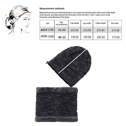 Mens Beanie Hat 2pcs Ski Cap And Scarf Winter Warm Woolly Hats Knit Ribbed Hiking Outdoor Plus Velvet Thicken Hedging Caps - Amazhona 