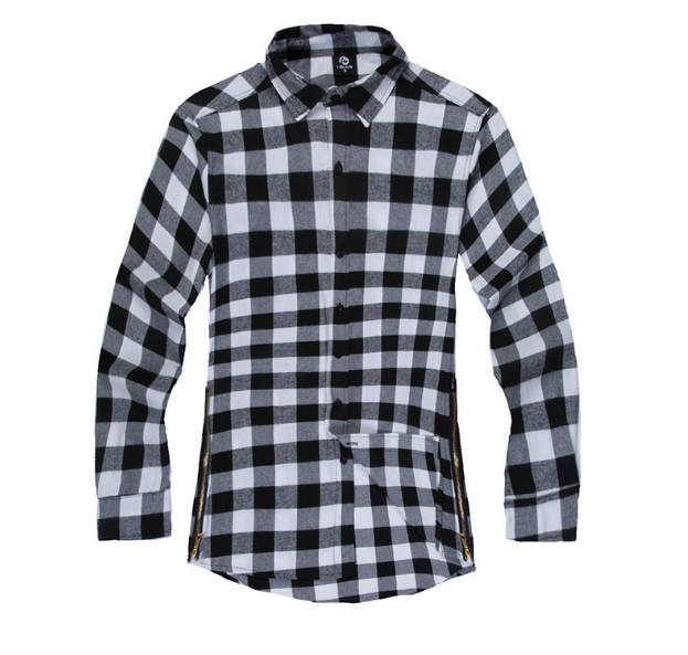 Mens Fashion Hip Hop Shirts Streetwear Urban Clothing Hiphop Men Clothes Plaid Zipper Shirt - Amazhona 