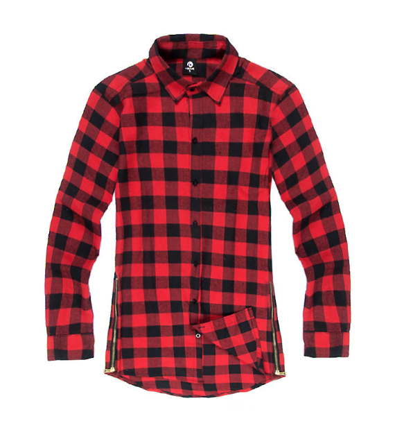 Mens Fashion Hip Hop Shirts Streetwear Urban Clothing Hiphop Men Clothes Plaid Zipper Shirt - Amazhona 