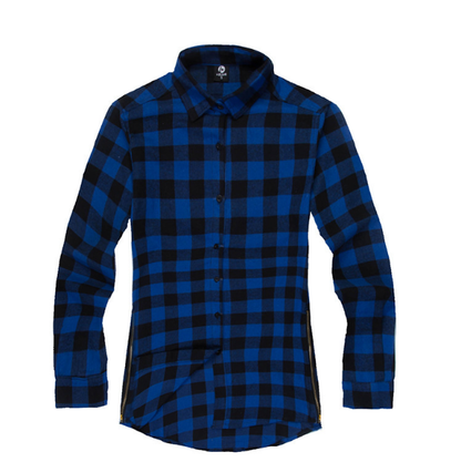 Mens Fashion Hip Hop Shirts Streetwear Urban Clothing Hiphop Men Clothes Plaid Zipper Shirt - Amazhona 