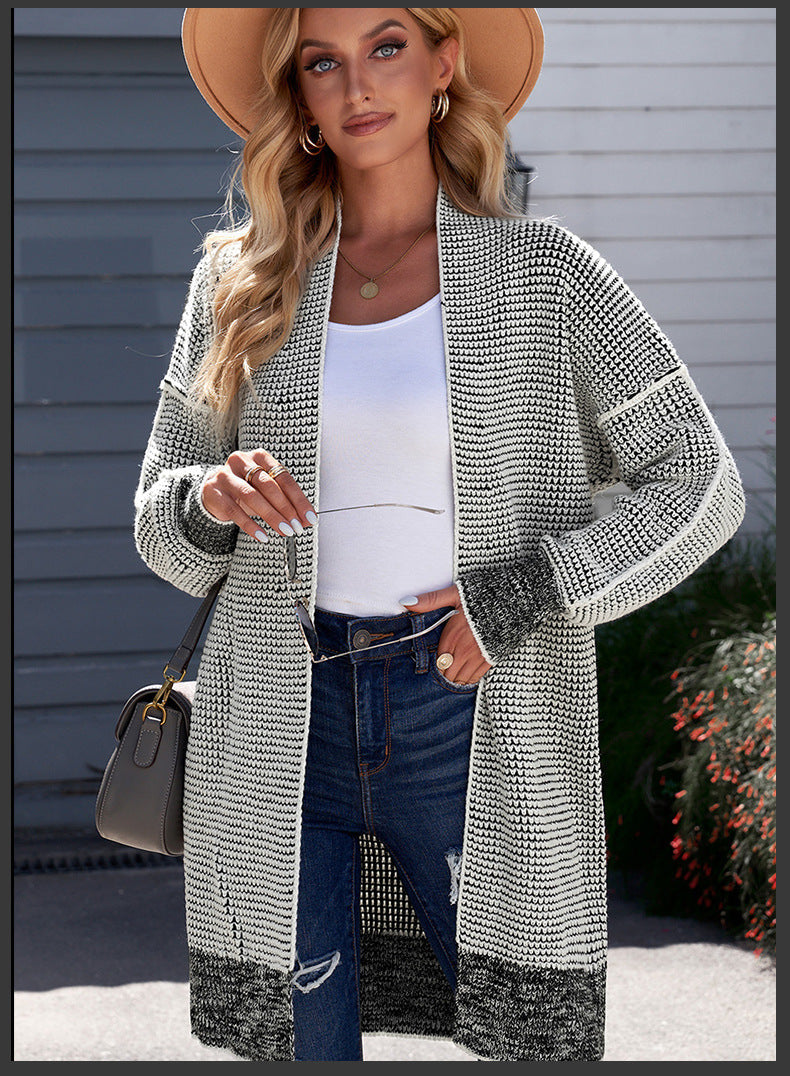 Mid-length Autumn And Winter Knitted Smocking Women's Sweater Cardigan - Amazhona 