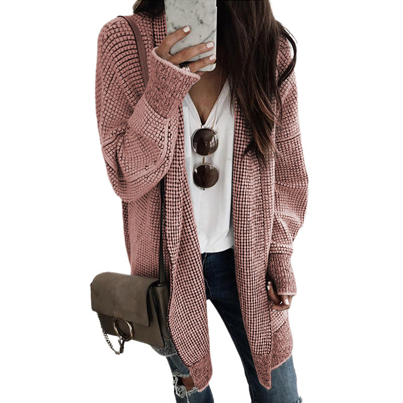 Mid-length Autumn And Winter Knitted Smocking Women's Sweater Cardigan - Amazhona 