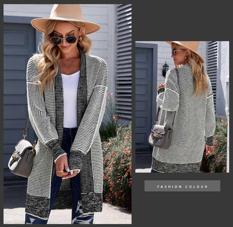 Mid-length Autumn And Winter Knitted Smocking Women's Sweater Cardigan - Amazhona 