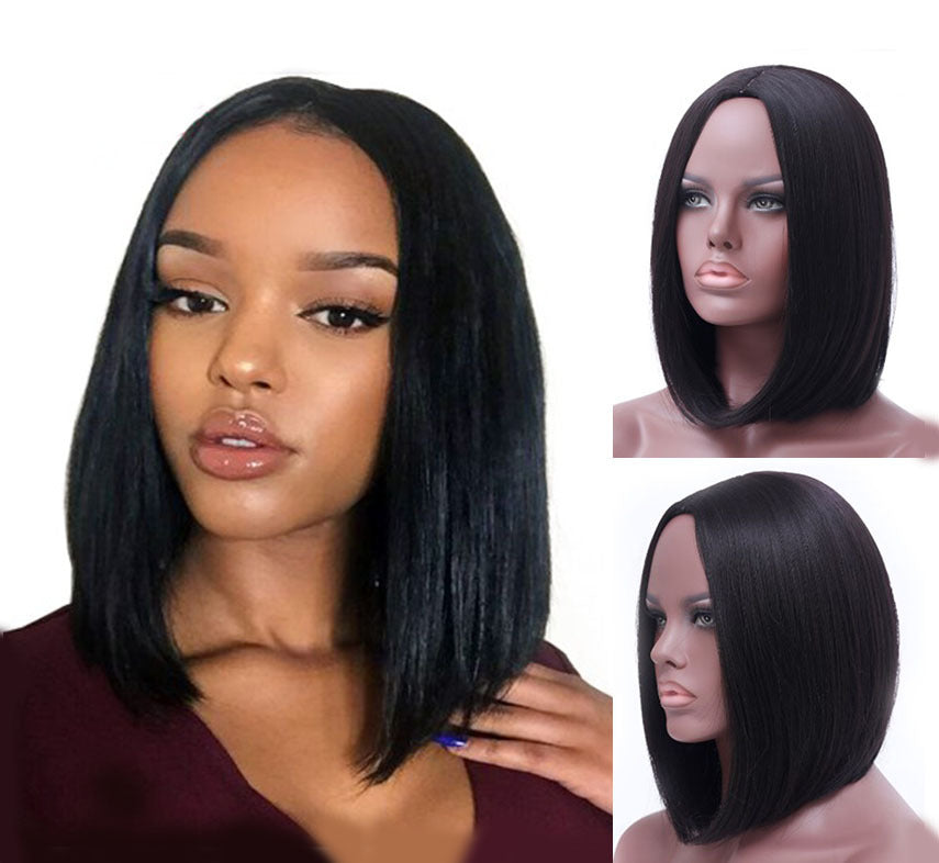 Mid-point black straight hair hood - Amazhona 