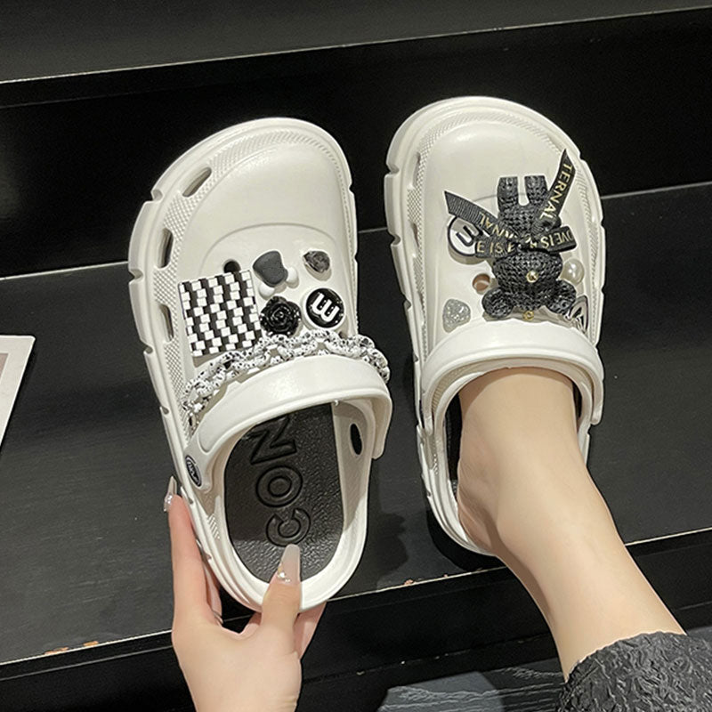 Mo Dou Fashion Charms Clog Shoes Outdoor Women Slippers Thick Sole High Quality Summer Sandals For Girls - Amazhona 