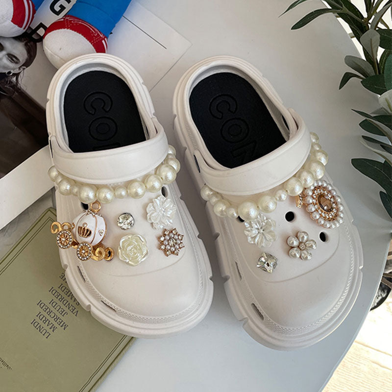 Mo Dou Fashion Charms Clog Shoes Outdoor Women Slippers Thick Sole High Quality Summer Sandals For Girls - Amazhona 