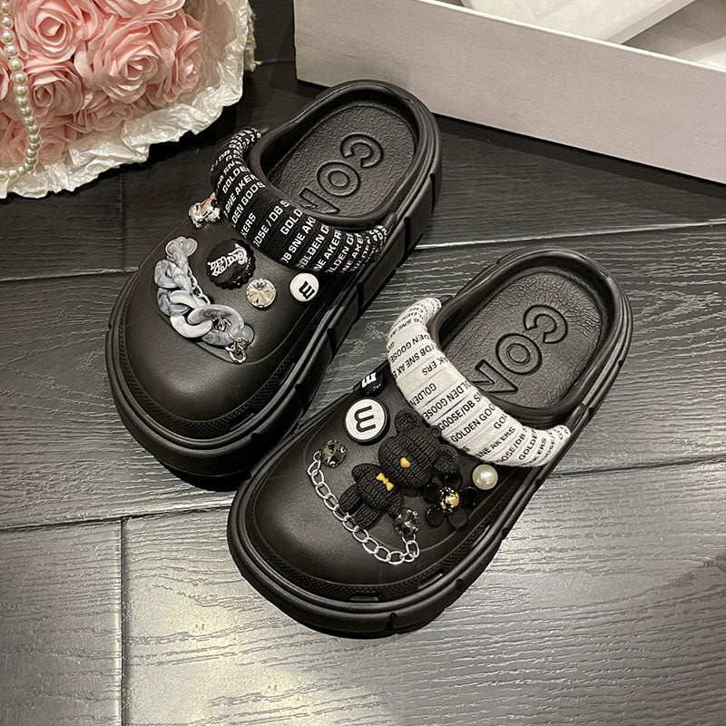 Mo Dou Fashion Charms Clog Shoes Outdoor Women Slippers Thick Sole High Quality Summer Sandals For Girls - Amazhona 