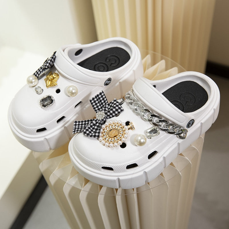 Mo Dou Fashion Charms Clog Shoes Outdoor Women Slippers Thick Sole High Quality Summer Sandals For Girls - Amazhona 