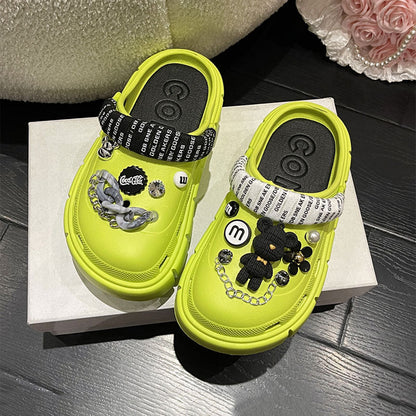 Mo Dou Fashion Charms Clog Shoes Outdoor Women Slippers Thick Sole High Quality Summer Sandals For Girls - Amazhona 