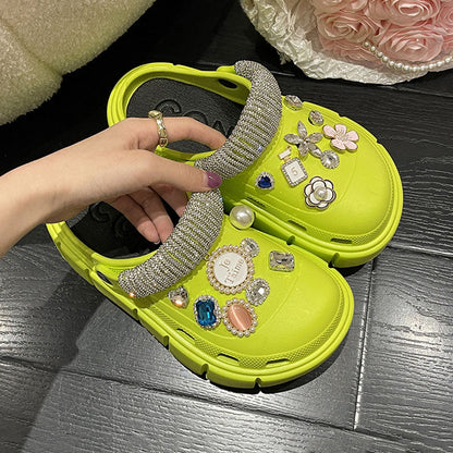 Mo Dou Fashion Charms Clog Shoes Outdoor Women Slippers Thick Sole High Quality Summer Sandals For Girls - Amazhona 