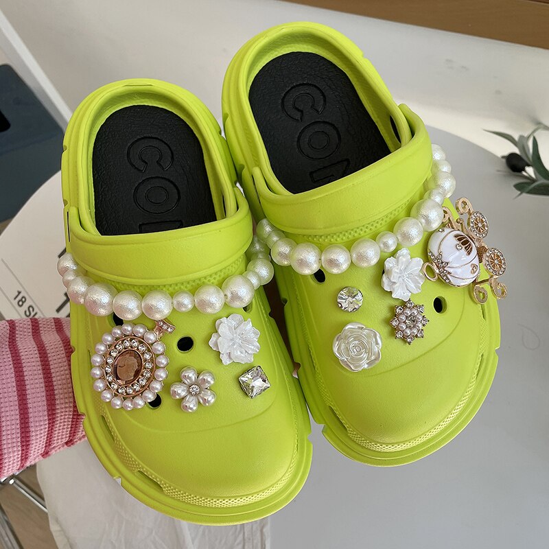 Mo Dou Fashion Charms Clog Shoes Outdoor Women Slippers Thick Sole High Quality Summer Sandals For Girls - Amazhona 