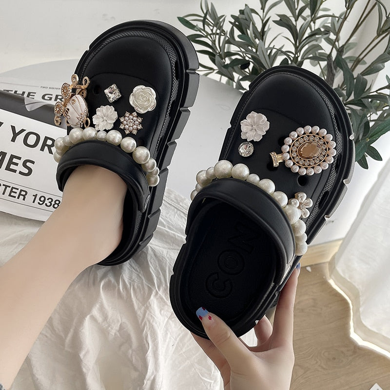 Mo Dou Fashion Charms Clog Shoes Outdoor Women Slippers Thick Sole High Quality Summer Sandals For Girls - Amazhona 