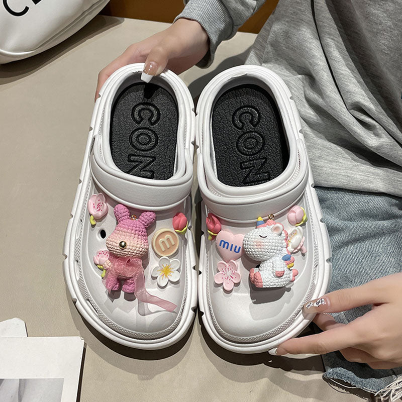 Mo Dou Fashion Charms Clog Shoes Outdoor Women Slippers Thick Sole High Quality Summer Sandals For Girls - Amazhona 