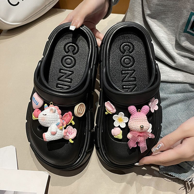 Mo Dou Fashion Charms Clog Shoes Outdoor Women Slippers Thick Sole High Quality Summer Sandals For Girls - Amazhona 