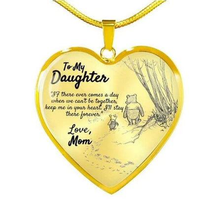 Mom And Daughter Winnie The Pooh Peach Heart Pendant Necklace - Amazhona 