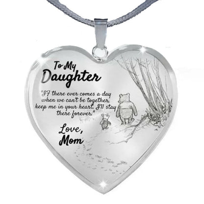 Mom And Daughter Winnie The Pooh Peach Heart Pendant Necklace - Amazhona 