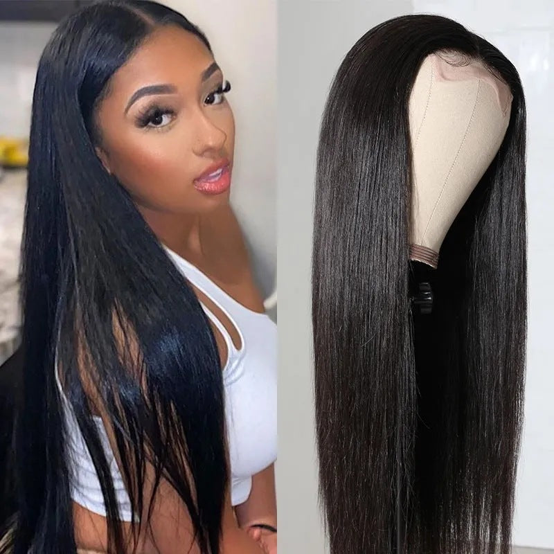 Natural Lace Front Wig Medium Long Straight Hair - Amazhona 