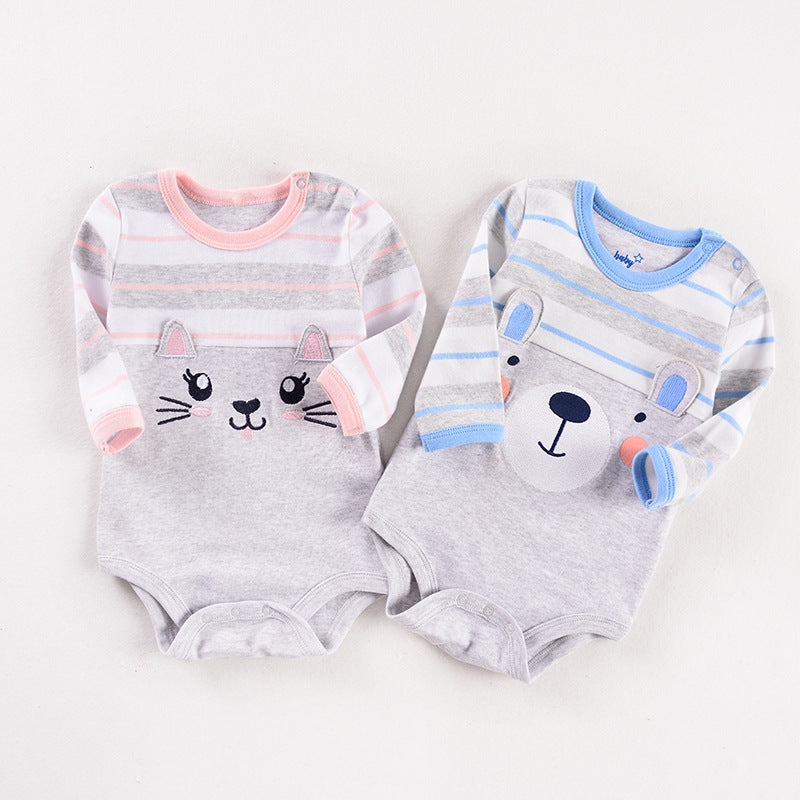 Net Red Baby Clothes Gift Box Newborn Baby Clothes Triangle Climbing Baby Cotton Long-Sleeved One-Piece Romper Full Moon Baby - Amazhona 