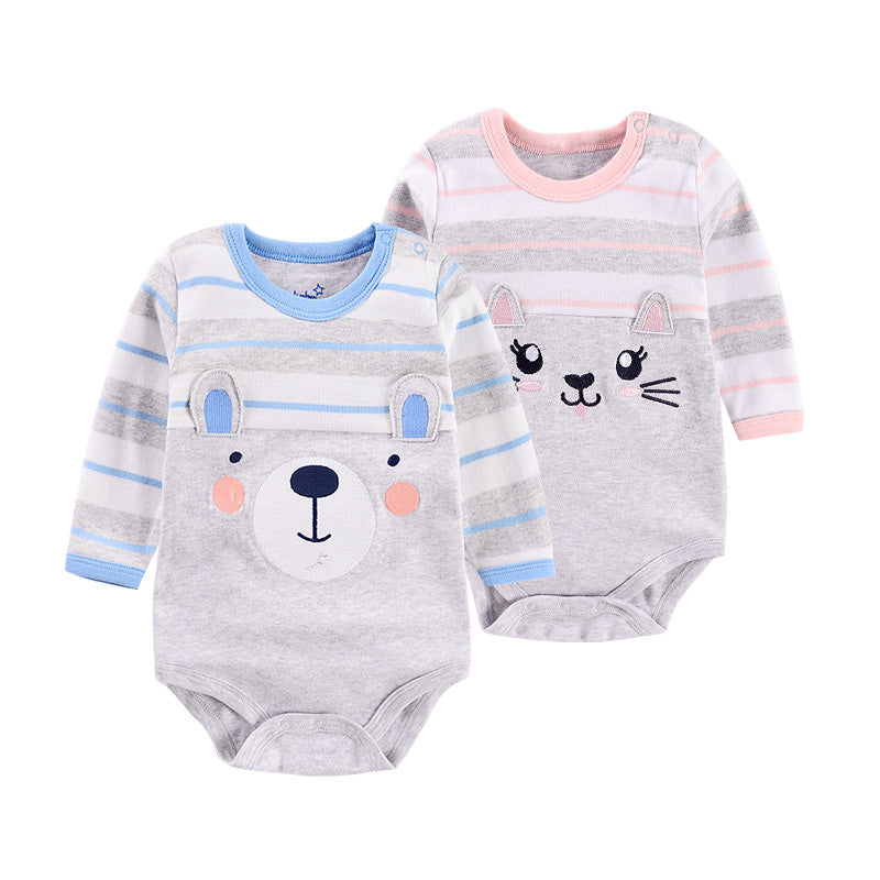 Net Red Baby Clothes Gift Box Newborn Baby Clothes Triangle Climbing Baby Cotton Long-Sleeved One-Piece Romper Full Moon Baby - Amazhona 