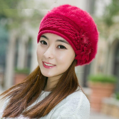 New Arrival Elegant Women Knitted Hats Rabbit Fur Cap Autumn Winter Hat Ladies Female Fashion Skullies Beret Hat - Amazhona 