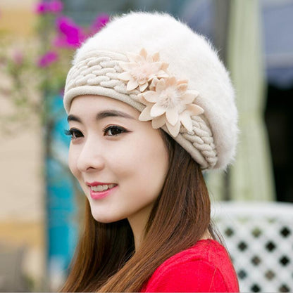 New Arrival Elegant Women Knitted Hats Rabbit Fur Cap Autumn Winter Hat Ladies Female Fashion Skullies Beret Hat - Amazhona 