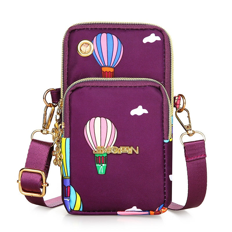 New Balloon Mobile Phone Crossbody Bags for Women Fashion Women Shoulder Bag Cell Phone Pouch With Headphone Plug 3 Layer Wallet - Amazhona 