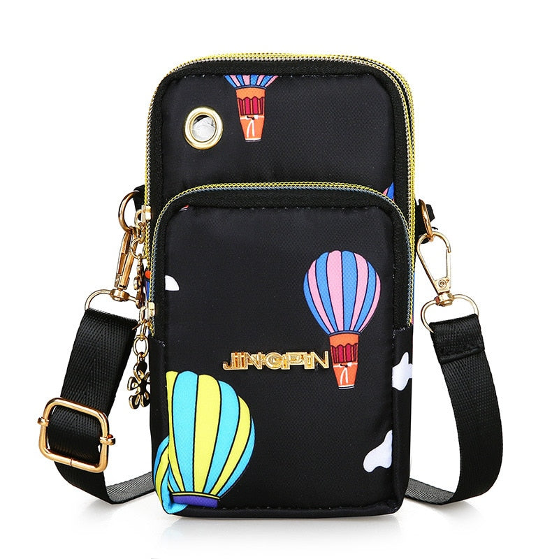 New Balloon Mobile Phone Crossbody Bags for Women Fashion Women Shoulder Bag Cell Phone Pouch With Headphone Plug 3 Layer Wallet - Amazhona 