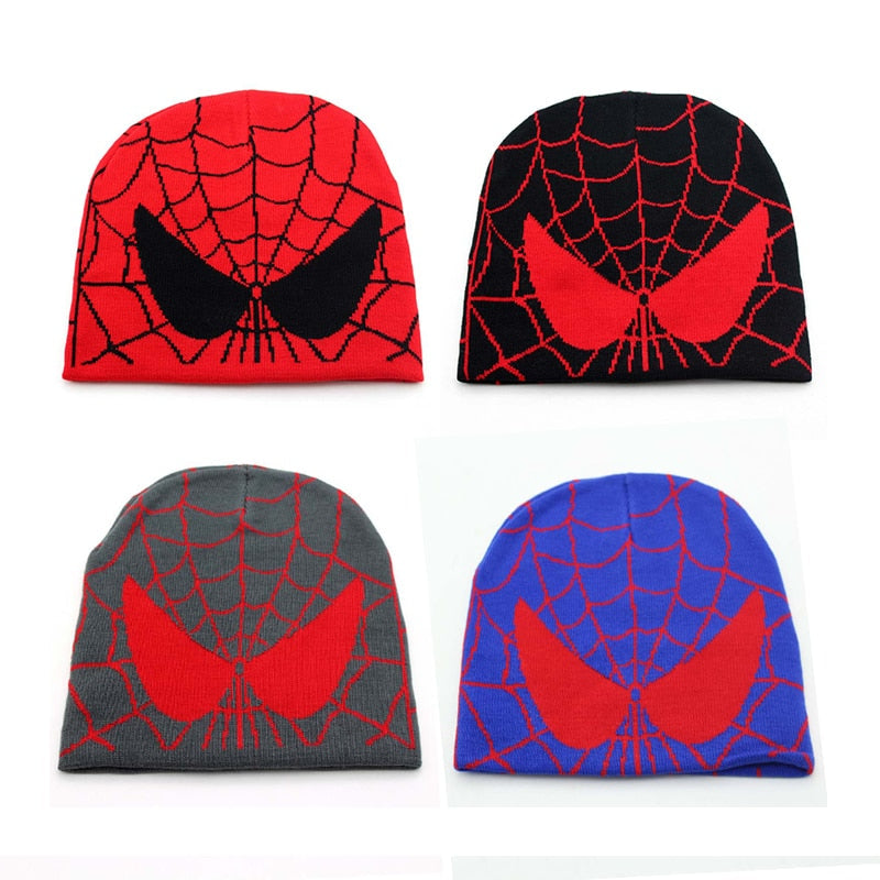 New Cartoon Spider Embroidered Beanies Hat Men Winter Autunm Warm Knitted Bonnet Cap Soft Wool Skullies Beanies Caps Boys Gifts - Amazhona 