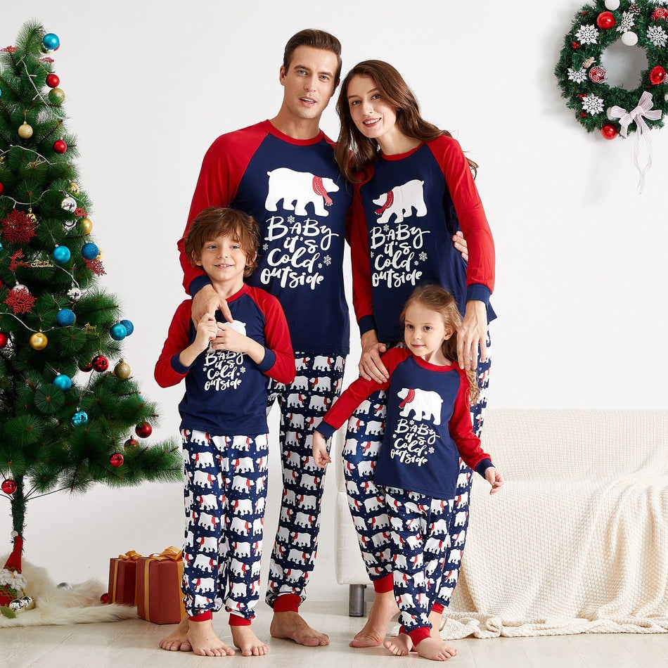 New Christmas Elements Printed Parent-Child Wear Set  Family Wear Home Wear Set - Amazhona 