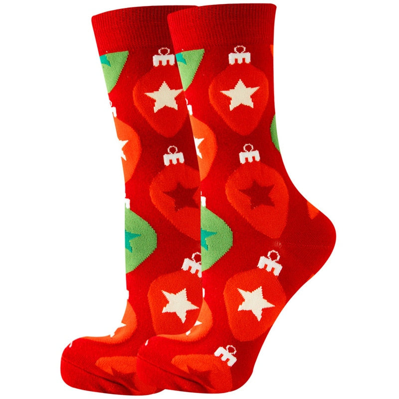 New Christmas Santa Claus Women's Socks Elk Tide Socks Christmas Tree Geometric Cotton Happy Funny Socks - Amazhona 