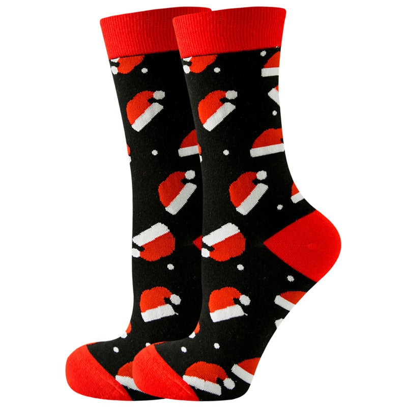 New Christmas Santa Claus Women's Socks Elk Tide Socks Christmas Tree Geometric Cotton Happy Funny Socks - Amazhona 