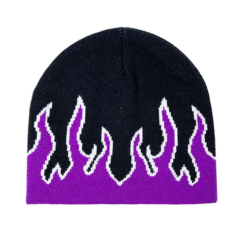 New Hot Fashion Brand AutumnStreet Dance Skull Fire Hell Burn Flames Hot Trend Hip Hop Knitted Soft WearBonnet Beanie Hat - Amazhona 