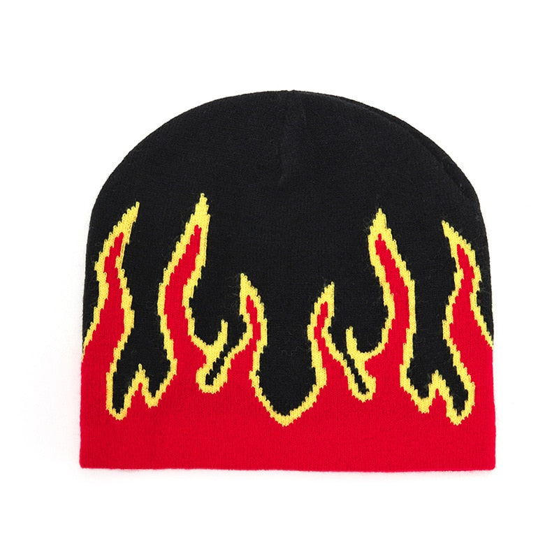 New Hot Fashion Brand AutumnStreet Dance Skull Fire Hell Burn Flames Hot Trend Hip Hop Knitted Soft WearBonnet Beanie Hat - Amazhona 