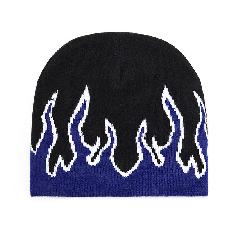 New Hot Fashion Brand AutumnStreet Dance Skull Fire Hell Burn Flames Hot Trend Hip Hop Knitted Soft WearBonnet Beanie Hat - Amazhona 