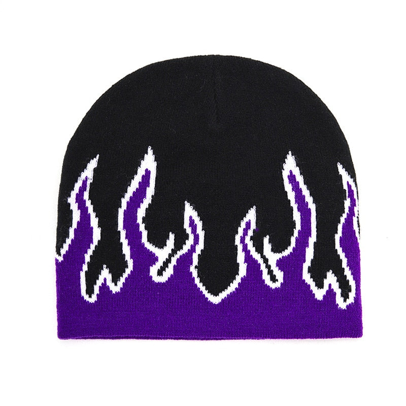 New Hot Fashion Brand AutumnStreet Dance Skull Fire Hell Burn Flames Hot Trend Hip Hop Knitted Soft WearBonnet Beanie Hat - Amazhona 