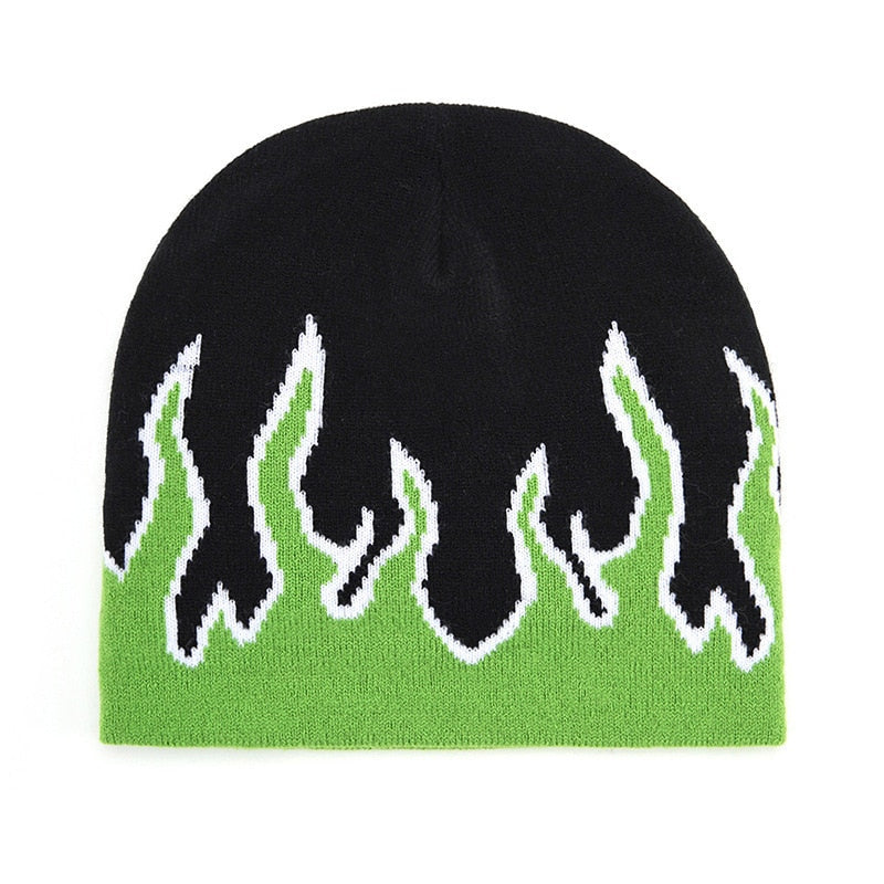 New Hot Fashion Brand AutumnStreet Dance Skull Fire Hell Burn Flames Hot Trend Hip Hop Knitted Soft WearBonnet Beanie Hat - Amazhona 