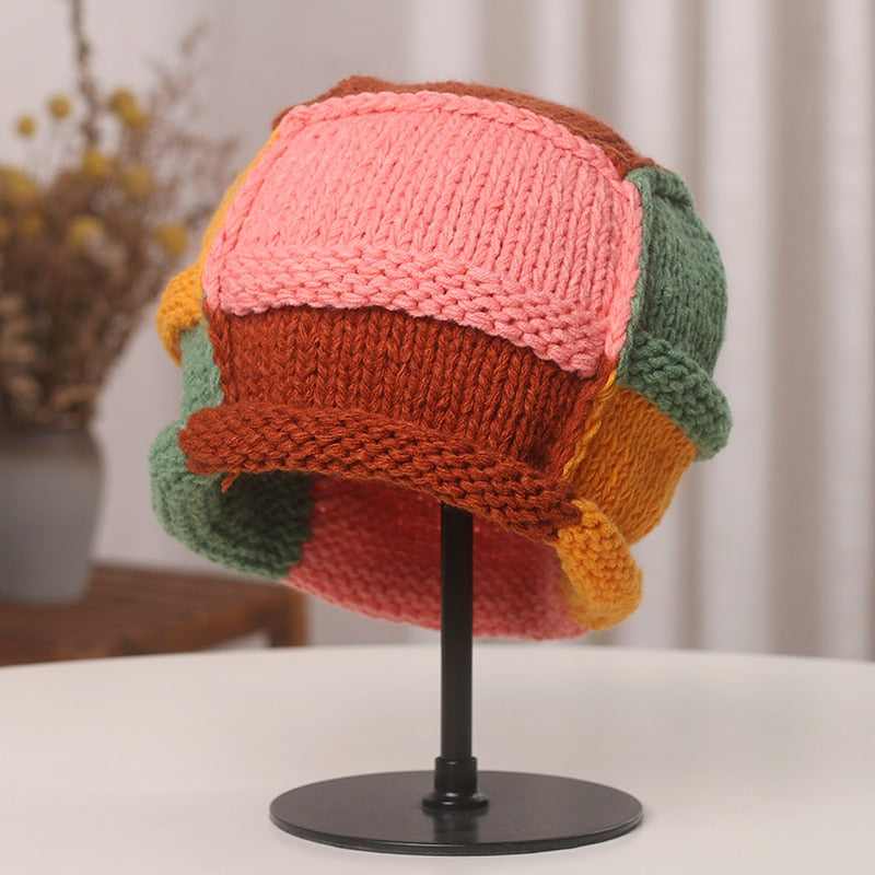 New Japanese Beanie Hat Ins Little Devil Striped Knitted Wool Cap Autumn and Winter Cute Cat Ears Pointed Pullover Women's Hats - Amazhona 