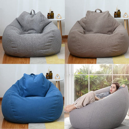 New Large Small Lazy Sofas Cover Chairs without Filler Linen Cloth Lounger Seat Bean Bag Pouf Puff Couch Tatami Living Room - Amazhona 