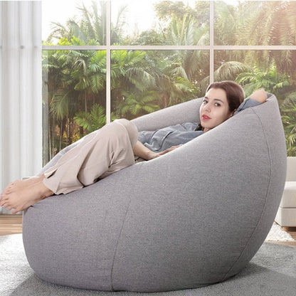 New Large Small Lazy Sofas Cover Chairs without Filler Linen Cloth Lounger Seat Bean Bag Pouf Puff Couch Tatami Living Room - Amazhona 