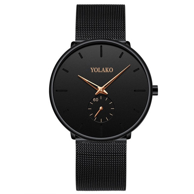 New Mens Ultra ThinMinimalist Quartz Casual Leather Watches Men Watch Male Simple Stainless Steel Mesh Band Clock Reloj Hombre - Amazhona 