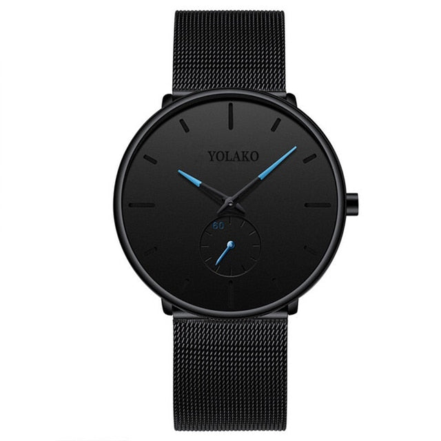 New Mens Ultra ThinMinimalist Quartz Casual Leather Watches Men Watch Male Simple Stainless Steel Mesh Band Clock Reloj Hombre - Amazhona 