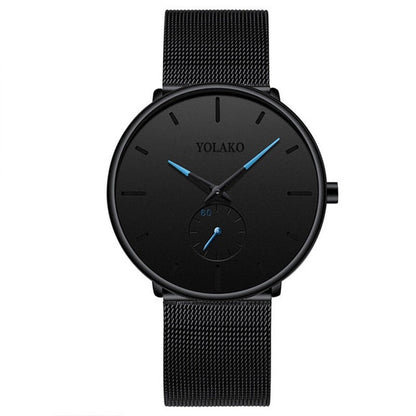 New Mens Ultra ThinMinimalist Quartz Casual Leather Watches Men Watch Male Simple Stainless Steel Mesh Band Clock Reloj Hombre - Amazhona 