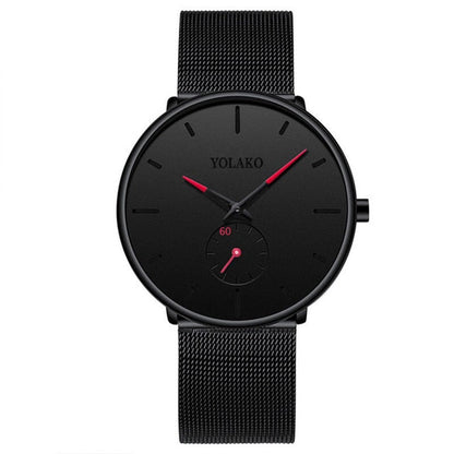 New Mens Ultra ThinMinimalist Quartz Casual Leather Watches Men Watch Male Simple Stainless Steel Mesh Band Clock Reloj Hombre - Amazhona 